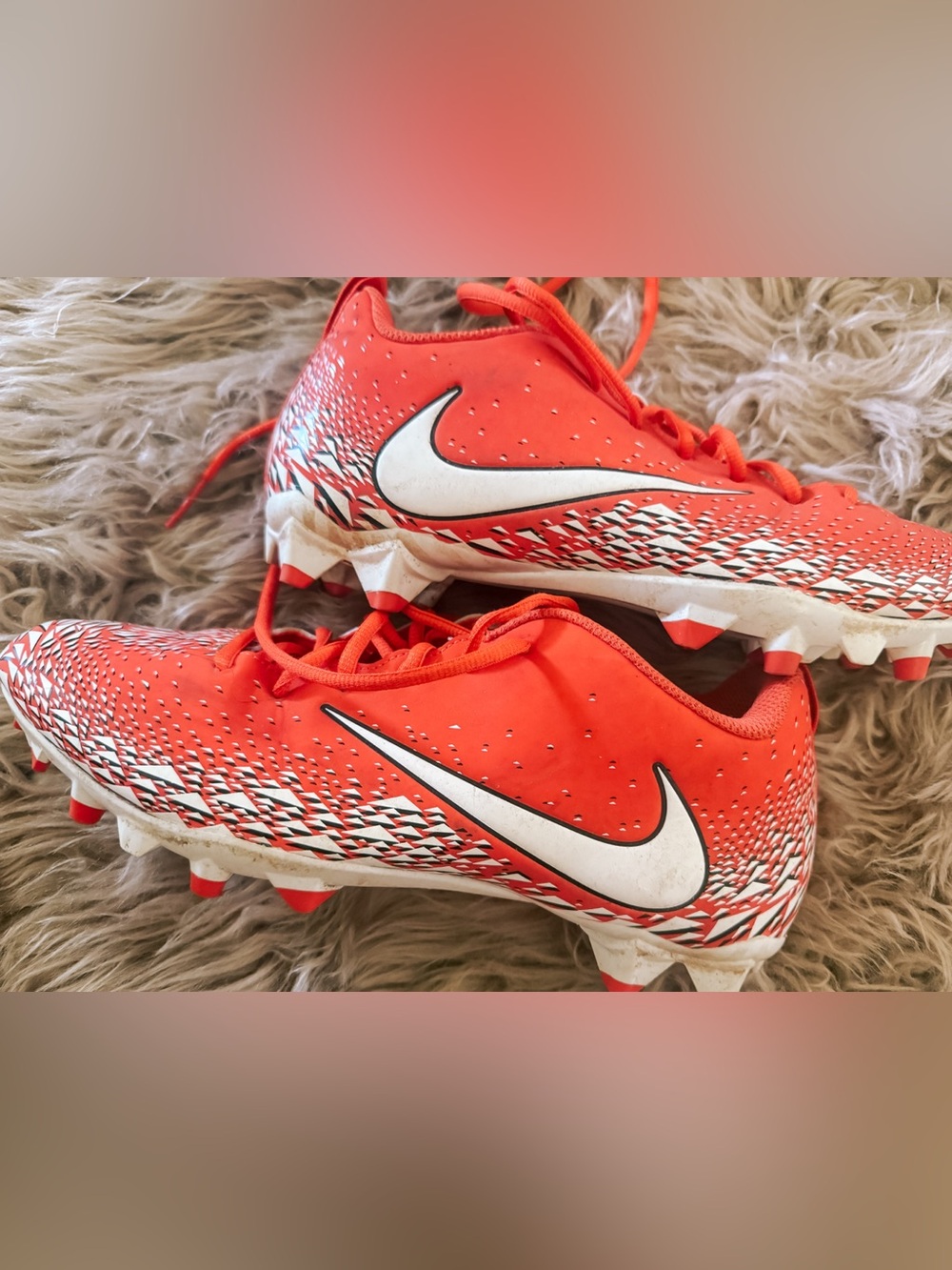 Nike Vapor Orange Football Cleats with White Swoosh